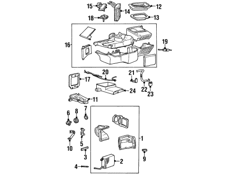 1999 Mercury Grand Marquis A/C Evaporator & Heater Components Diagram
