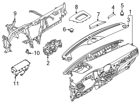 2022 Ford Escape Cluster & Switches, Instrument Panel Diagram 1 - Thumbnail