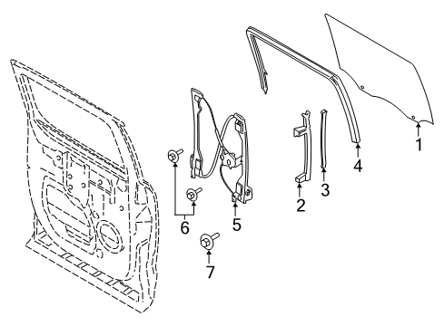 2019 Ford F-150 Rear Door - Glass & Hardware Diagram