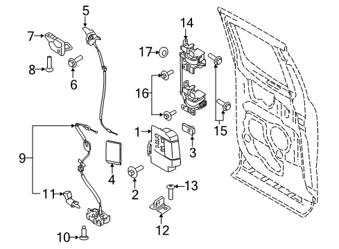 2019 Ford F-150 Rear Door - Lock & Hardware Diagram