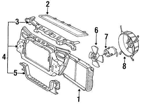 1986 Ford Taurus Radiator & Components, Radiator Support, Cooling Fan Diagram