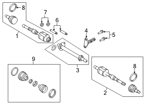 2013 Ford Edge Drive Axles - Front Diagram