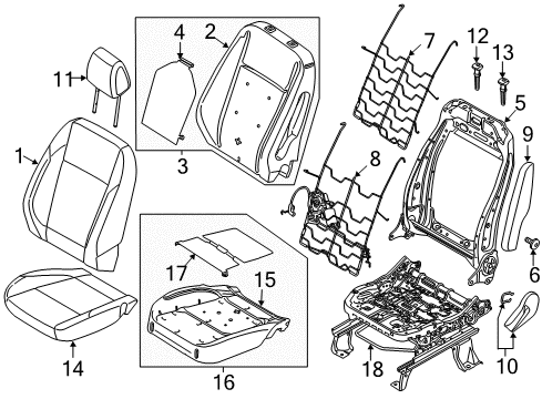 2017 Ford C-Max Driver Seat Components Diagram