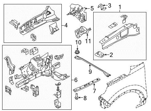 2018 Ford Police Interceptor Utility Structural Components & Rails Diagram