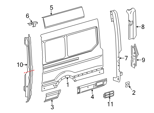 2017 Ford Transit-150 Side Panel & Components Diagram