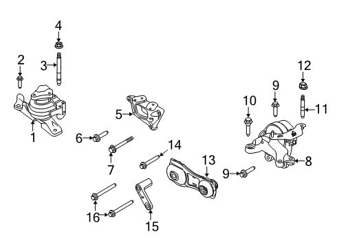 2017 Lincoln MKT Engine & Trans Mounting Diagram