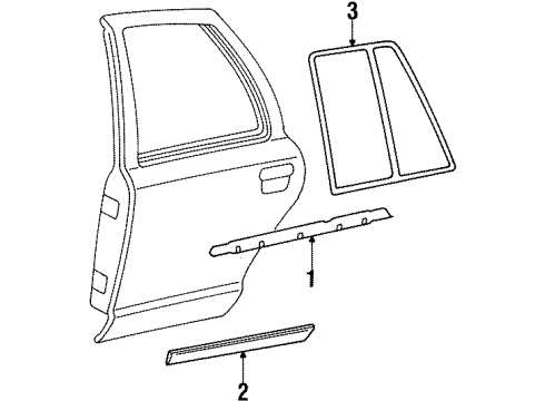 1999 Mercury Grand Marquis Exterior Trim - Rear Door Diagram