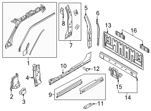 2019 Ford F-150 Back Panel, Hinge Pillar Diagram