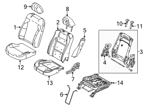 2015 Ford Police Interceptor Sedan Passenger Seat Components Diagram