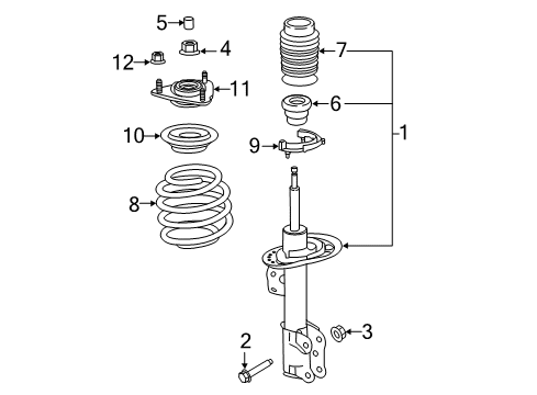2022 Ford Mustang Struts & Components - Front Diagram