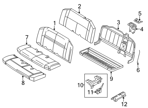 2013 Ford E-250 Rear Seat Components Diagram