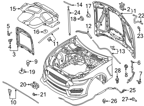 2020 Ford Mustang Release Handle, Front Diagram for CJ5Z-16B626-A