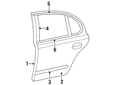 1997 Lincoln Continental Body Side Molding, Driver Side Diagram for 1F3Z-5425557-AAPTM