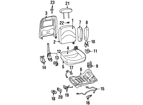 2001 Ford Crown Victoria Headrest, Black, Front Passenger Side Diagram for YW7Z54611A08BAC