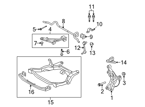 2009 Lincoln MKX Front Suspension Components, Lower Control Arm, Stabilizer Bar Diagram