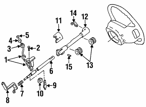 1997 Ford Ranger Steering Column Housing & Components, Shroud, Switches & Levers Diagram