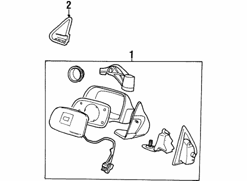 2000 Mercury Villager Mirror Assembly, Rear Outer Driver Side Diagram for XF5Z-17683-DAA