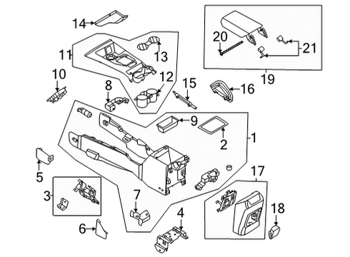 2021 Ford Bronco Front Console Diagram