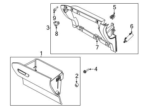2022 Ford Escape Glove Box Frame, Front Diagram for LJ6Z-7804338-AB