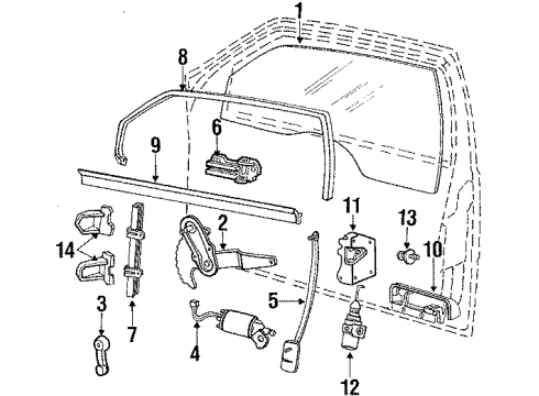 1986 Ford Tempo Door & Components Diagram