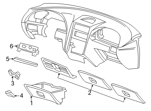 1999 Ford Mustang Glove Box Door, Black, Front Diagram for XR3Z-6306024-AAB