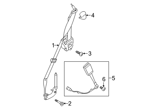 2020 Ford Mustang Lap & Shoulder Belt, Rear Passenger Side Diagram for JR3Z-76611B68-CC
