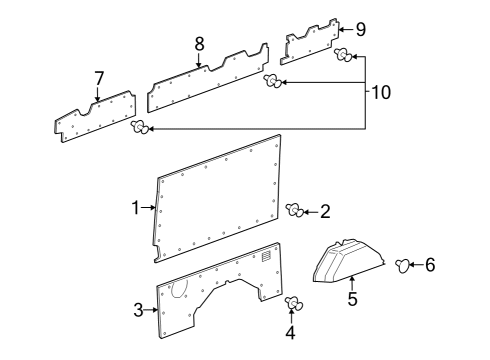 2022 Ford E-Transit Interior Trim - Side Panel Diagram 7 - Thumbnail