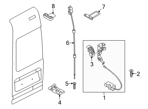 2012 Ford Transit Connect Back Door - Lock & Hardware Diagram