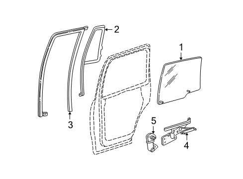 2005 Lincoln Navigator Rear Door - Glass & Hardware Diagram