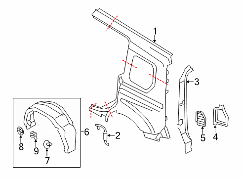 2021 Ford Transit Connect Side Panel & Components Diagram