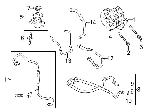 2013 Ford F-150 P/S Pump & Hoses, Steering Gear & Linkage Diagram