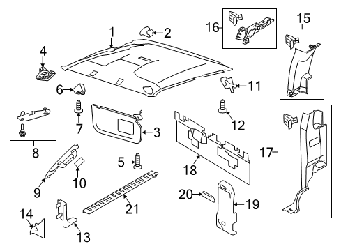 2014 Ford F-250 Super Duty Interior Trim - Cab Diagram