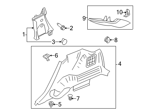 2012 Lincoln MKX Interior Trim - Quarter Panels Diagram