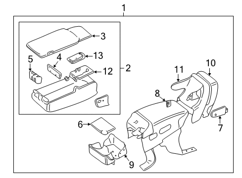2005 Lincoln Town Car Armrest Assembly, Black Diagram for 4W1Z-54644A22-AAG