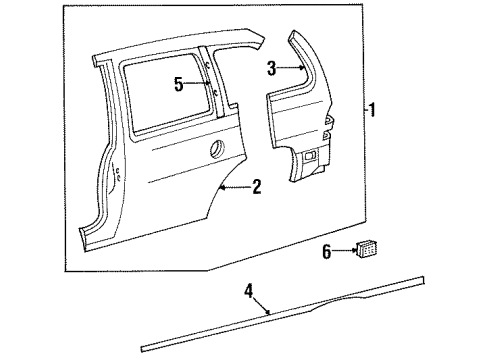 1995 Ford Windstar Splash Guard, Passenger Side Diagram for F58Z-16A550-A