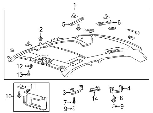2019 Lincoln Continental Sunvisor, Passenger Side Diagram for GD9Z-5404104-AB