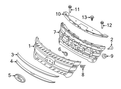 2011 Ford Explorer Grille & Components Diagram