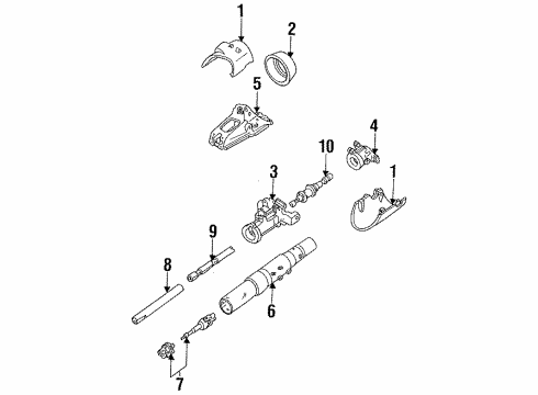 1989 Ford Ranger Steering Column Housing & Components, Shaft & Internal Components, Shroud, Switches & Levers Diagram