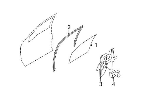 2009 Ford Expedition Front Door - Glass & Hardware Diagram