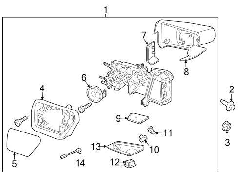 2022 Ford F-150 Lightning Outside Mirrors Diagram