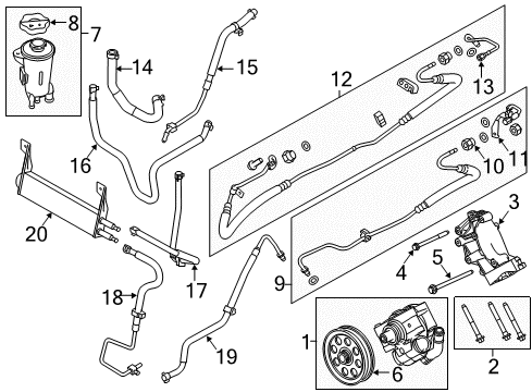 2014 Ford F-250 Super Duty P/S Pump & Hoses, Steering Gear & Linkage Diagram