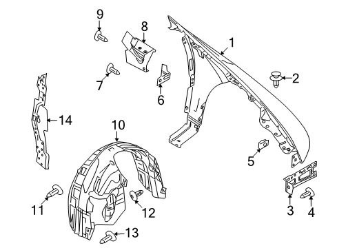 2015 Ford Police Interceptor Sedan Fender & Components Diagram