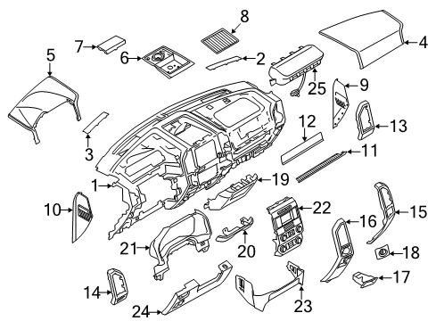 2018 Ford F-350 Super Duty Instrument Panel Components Diagram