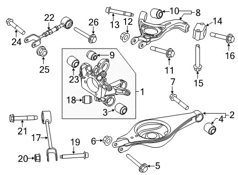 2015 Ford Police Interceptor Utility Rear Suspension, Lower Control Arm, Upper Control Arm, Stabilizer Bar, Suspension Components Diagram