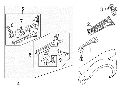 2007 Ford Freestyle Structural Components & Rails Diagram
