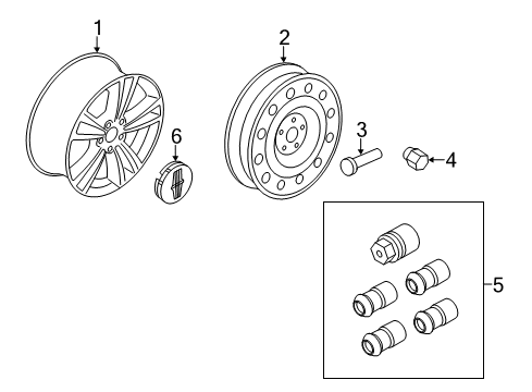 2010 Lincoln MKS Wheels, Caps & Covers Diagram
