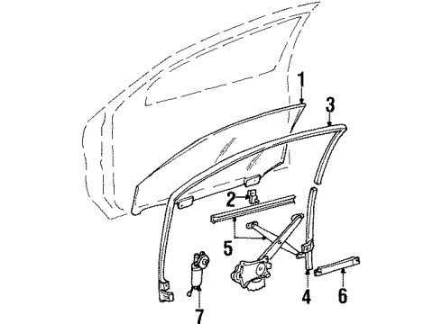 1995 Lincoln Mark VIII Glass - Door Diagram