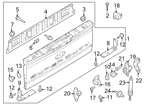 2023 Ford F-250 Super Duty Tail Gate Diagram
