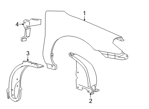 2004 Ford Taurus Fender, Front Passenger Side Diagram for YF1Z-16005-AA