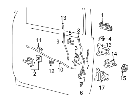 1999 Ford Explorer Door - Lock & Hardware Diagram